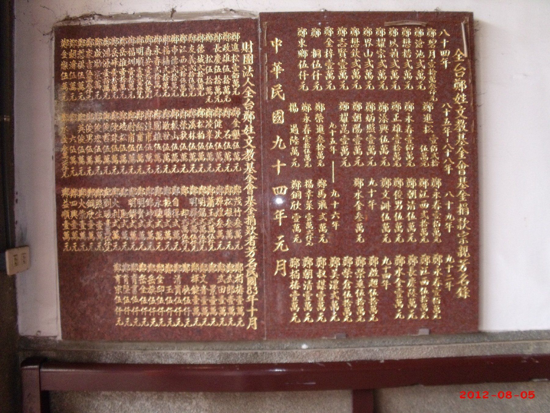 鄭成功廟 捐獻者芳名錄3 鄭成功廟 捐獻者芳名錄3