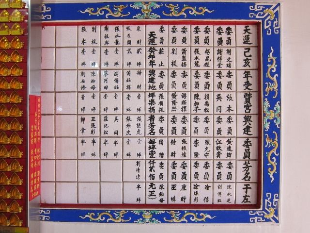 「天運癸卯年興建地坪樂捐者芳名(每坪壹仟貳佰元正)」碑文 「天運癸卯年興建地坪樂捐者芳名(每坪壹仟貳佰元正)」碑文