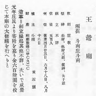 臺南州祠廟名鑑-斗南王爺廟 臺南州祠廟名鑑-斗南王爺廟